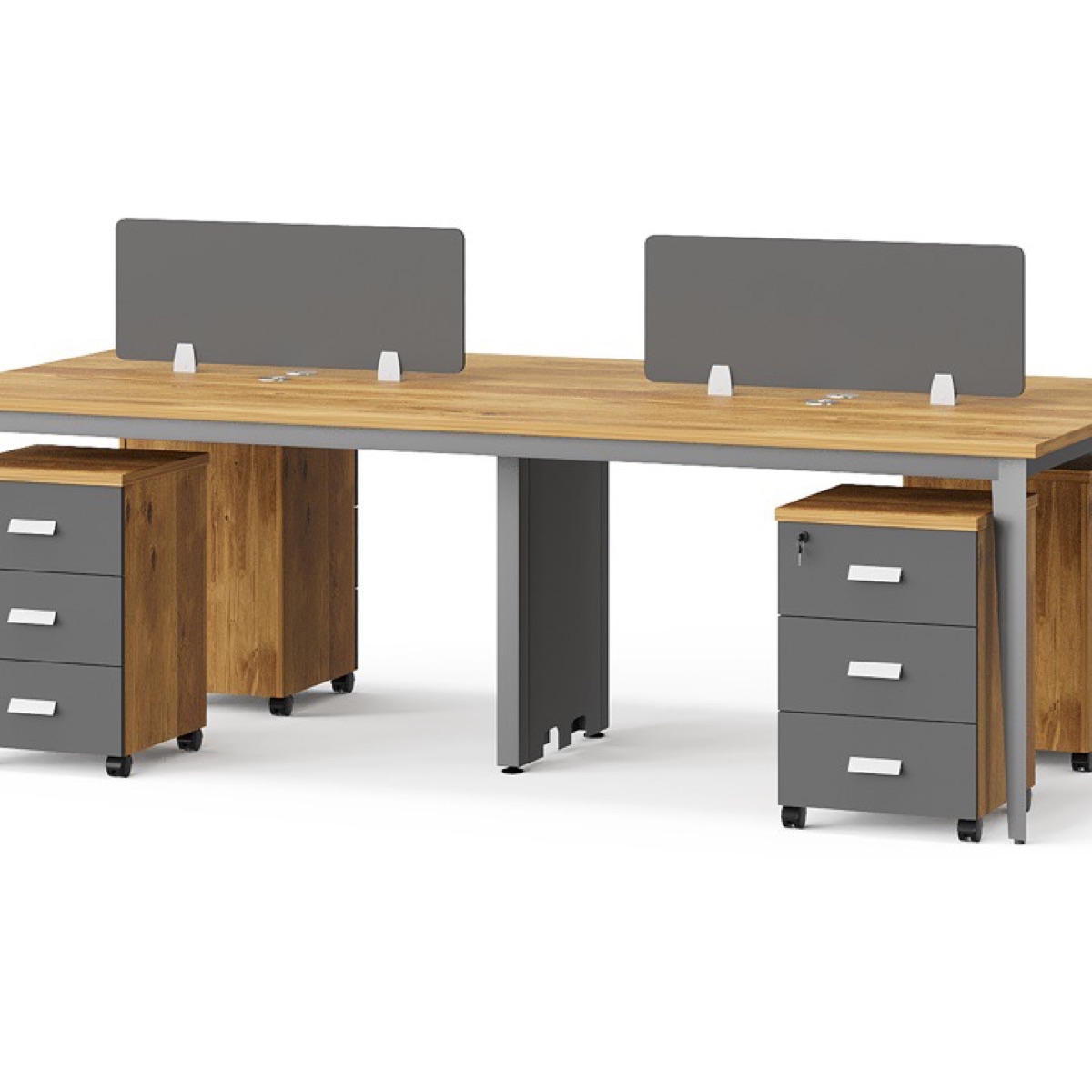 4-Person Office Workstation with Pedestals — feature detail 1