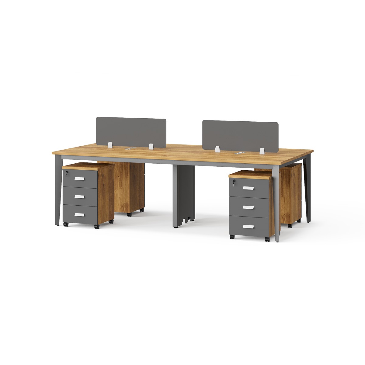 Workstation Kantor 4 Orang + Pedestal — BG-2323W4