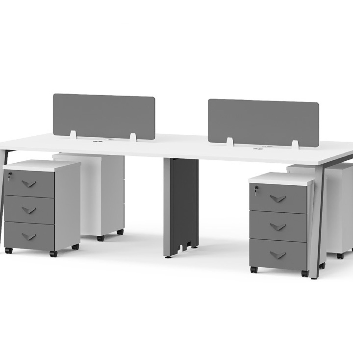 White 2-Person Office Workstation — feature detail 1