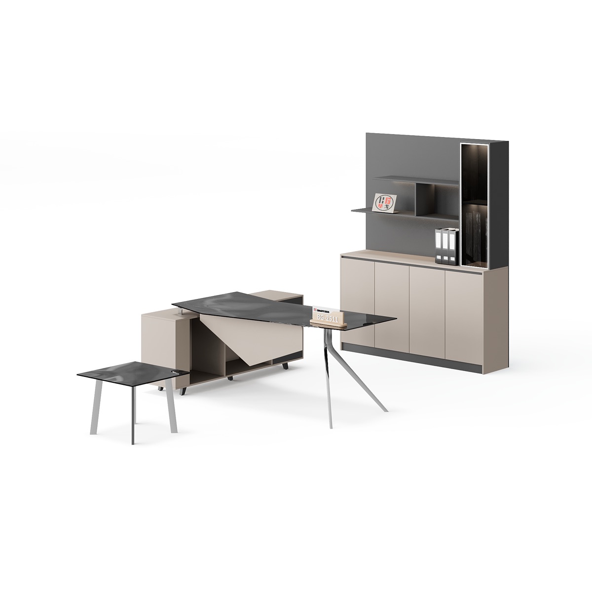 Meja Direktur L-Shape dengan Hutch — BG-2511