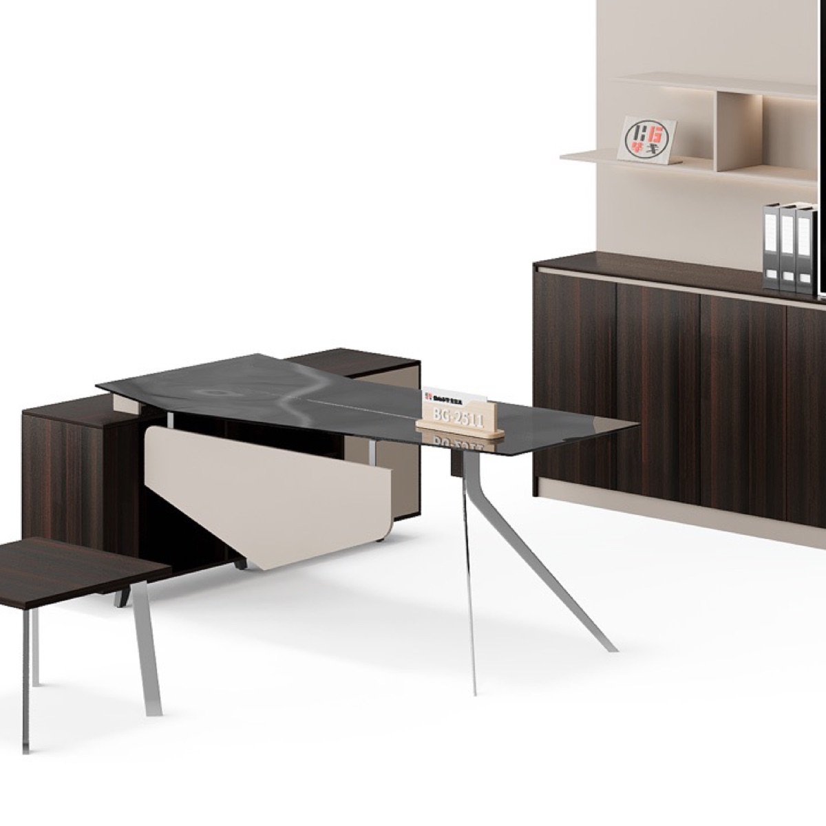 Set Meja Direktur L-Shape + Lemari Kaca — detail fitur 6
