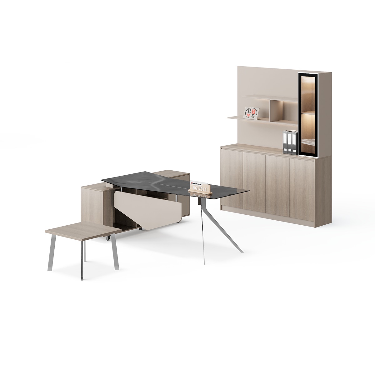 Set Meja Direktur L-Shape + Lemari Kaca — detail fitur 3