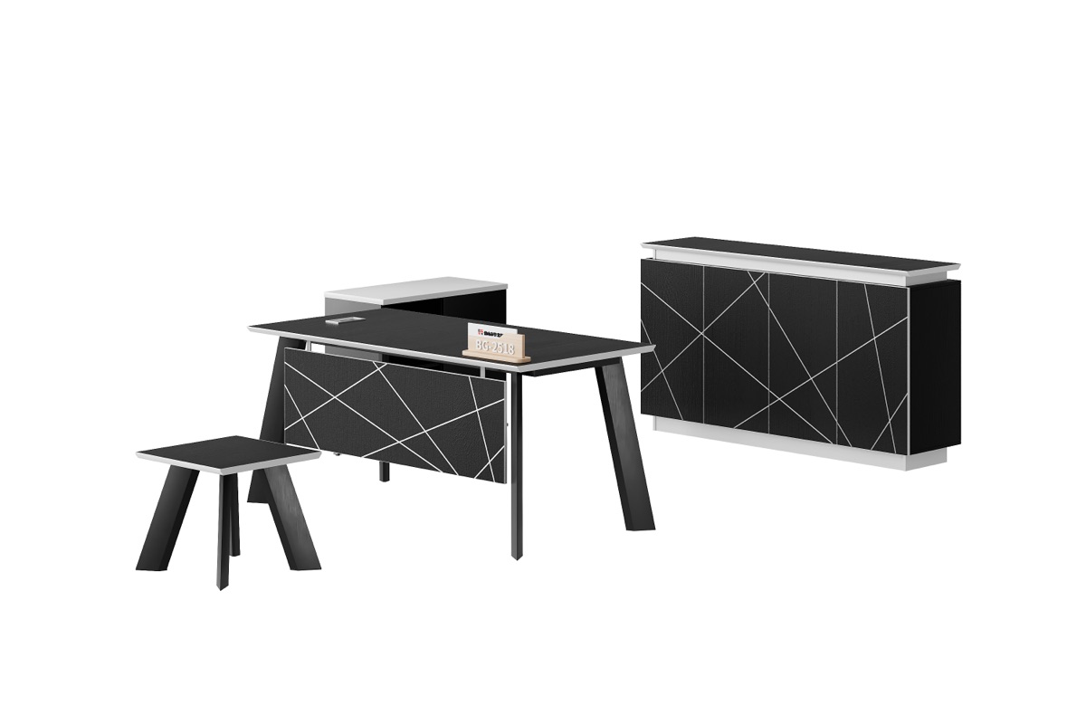 Set Meja Direktur Hitam Geometris — BG-2518A