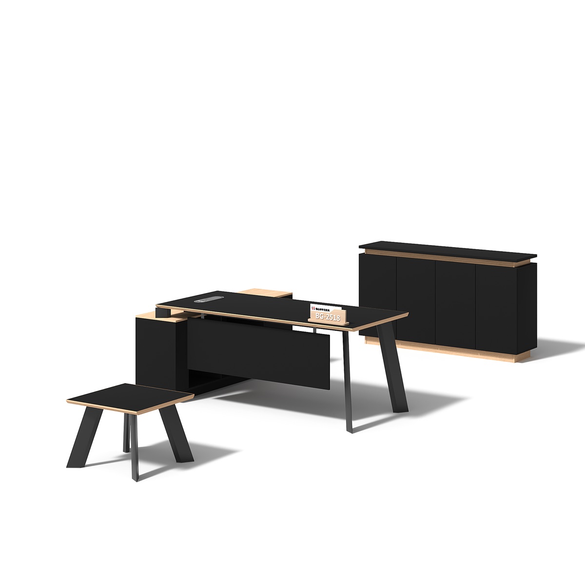 Meja Direktur L-Shape + Kabinet Hitam — detail fitur 2
