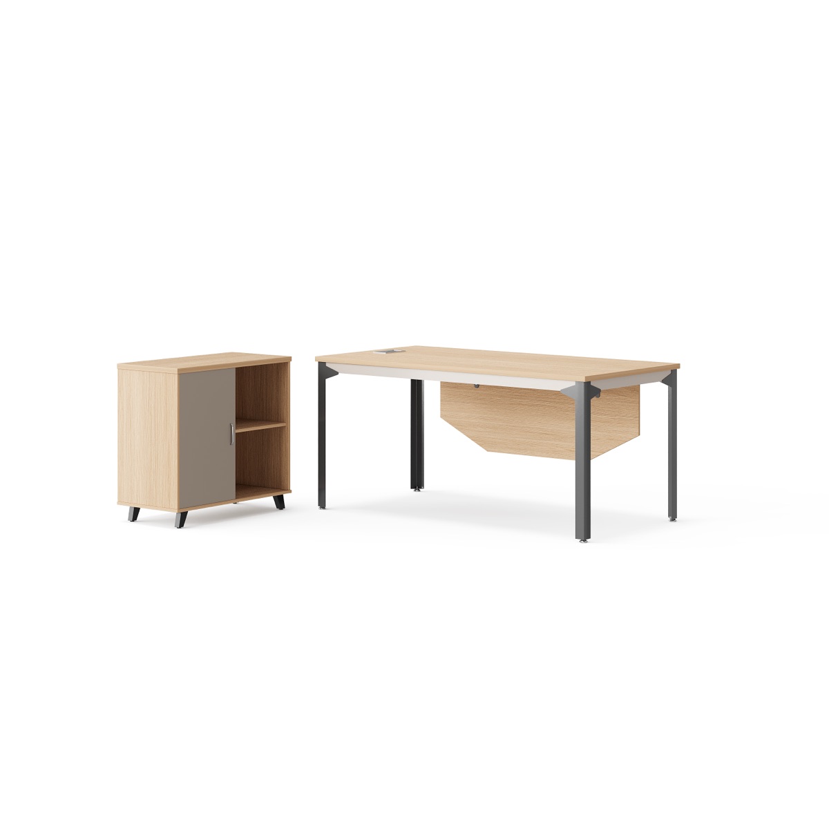 Meja Eksekutif L-Shape Kabinet Terintegrasi — detail fitur 1