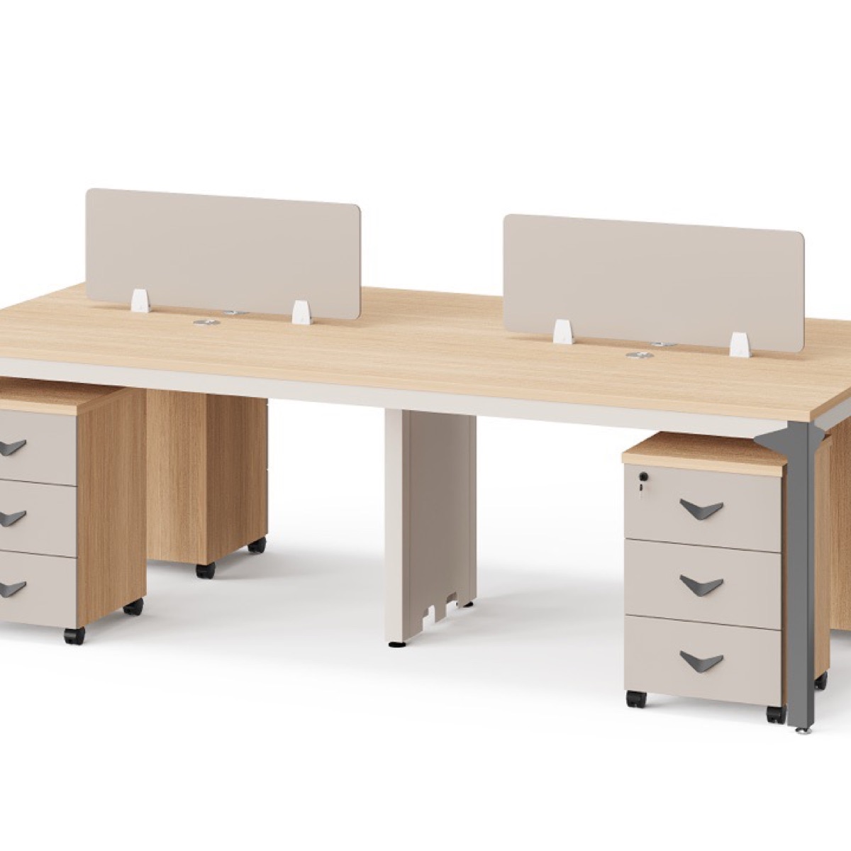 Workstation Kantor 2 Orang Oak Pedestal — detail fitur 1