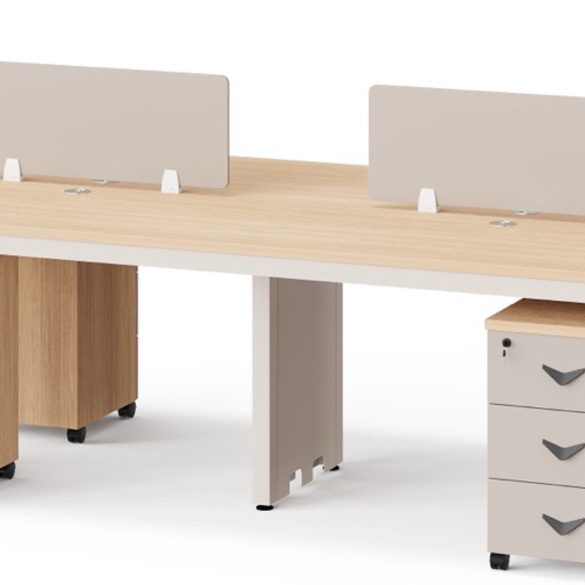 Workstation Kantor 2 Orang Oak Pedestal — detail fitur 2