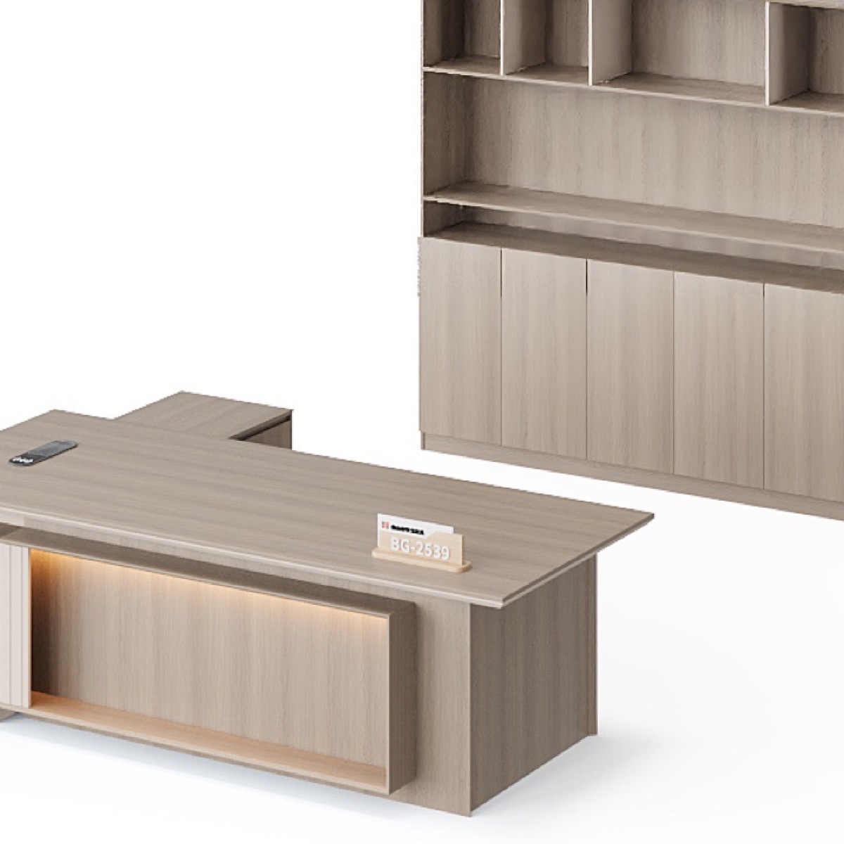 Meja Direktur L-Shape + Rak Display — detail fitur 1