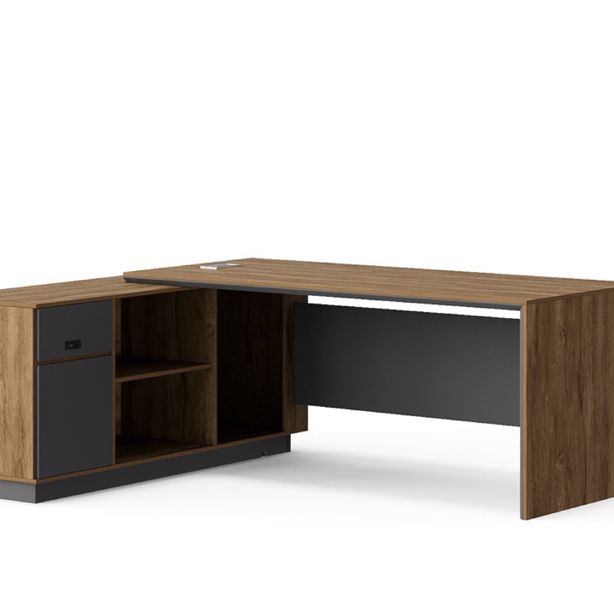 Meja Direktur L-Shape Panel Perforasi — detail fitur 1