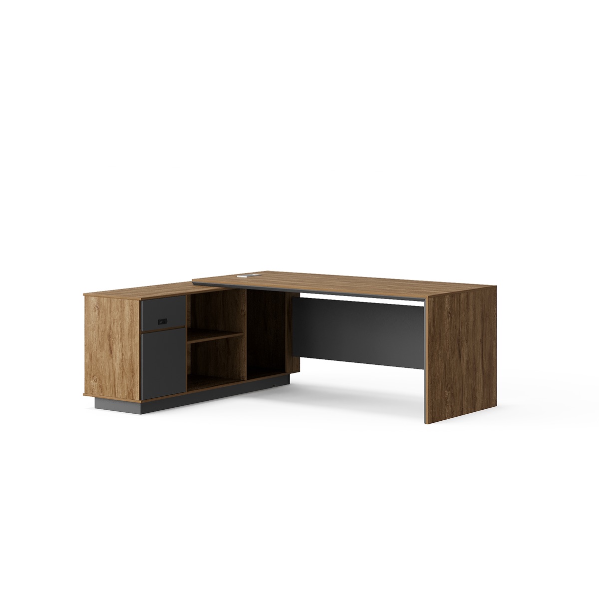 Meja Direktur L-Shape Panel Perforasi — BG-2527L