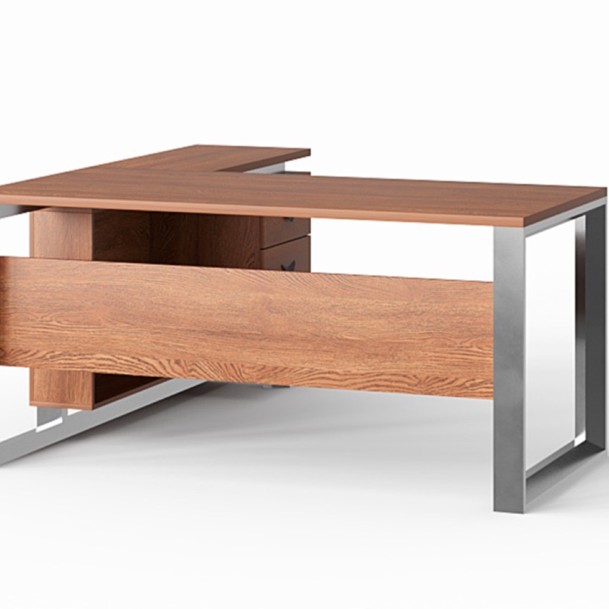 Meja Direktur L-Shape Rangka Besi — detail fitur 1