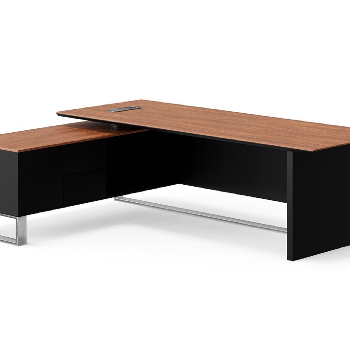 Meja Direktur L-Shape Kabinet Hitam — detail fitur 1