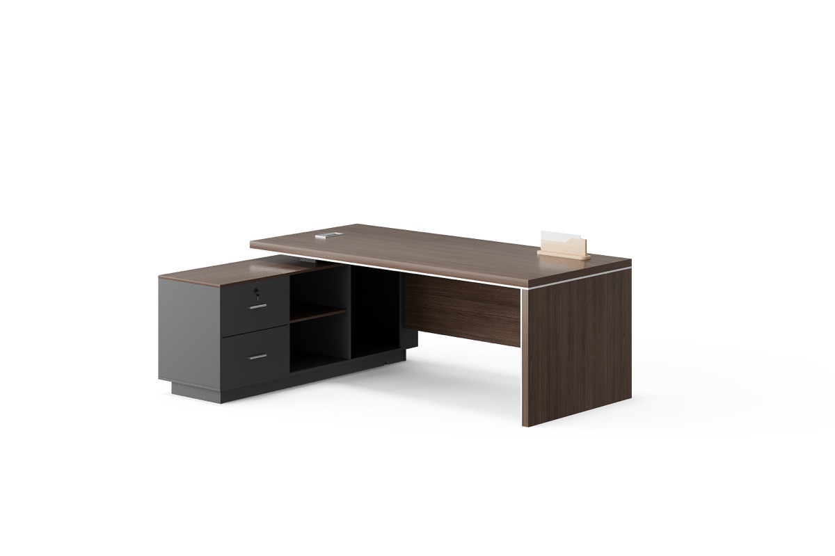 Meja Direktur L-Shape Panel Aksen — BG-2538L