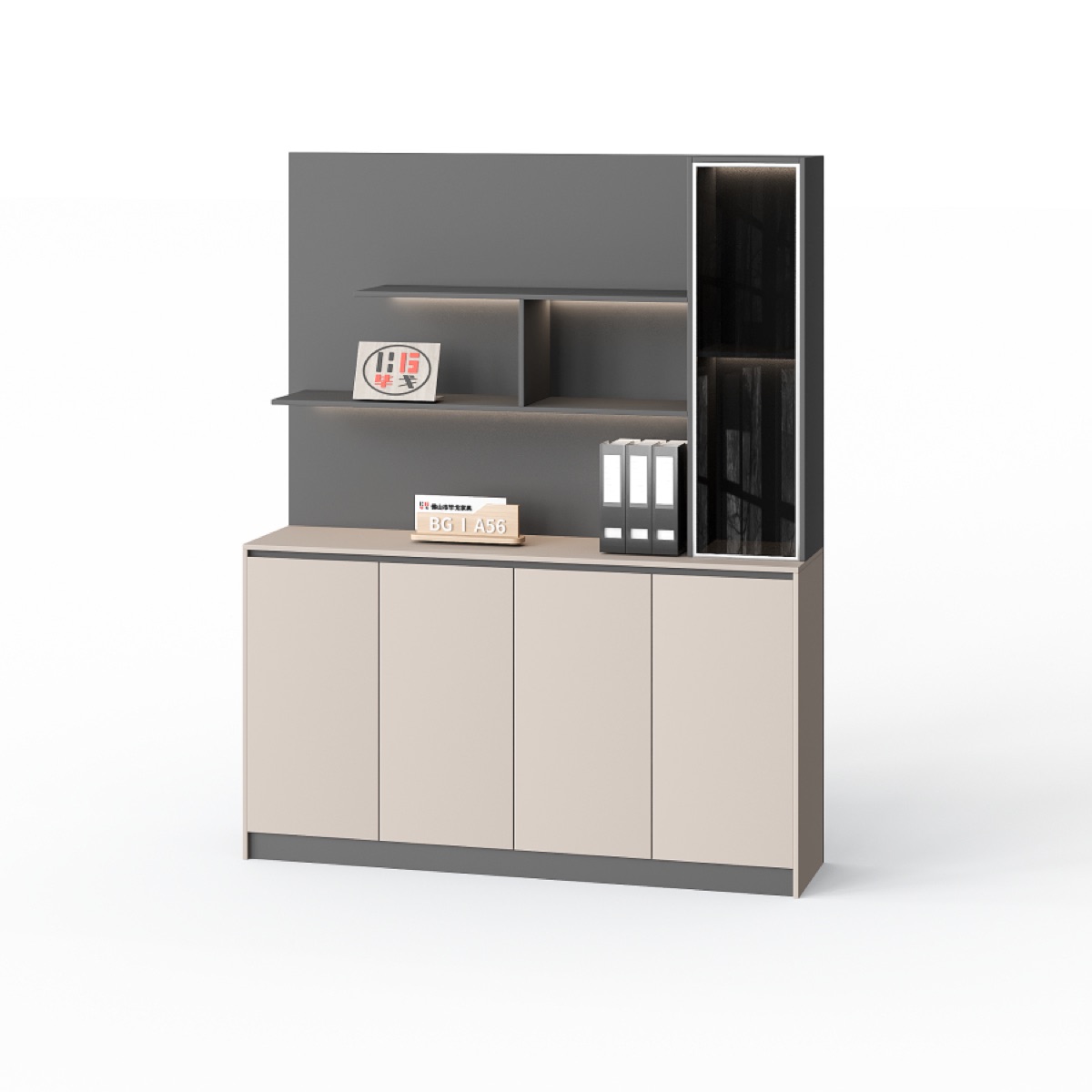Meja Direktur L-Shape Panel Geometris — detail fitur 2