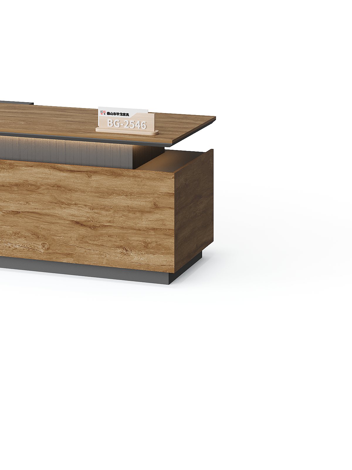 Meja Resepsionis 180 cm Kayu Oak LED — detail fitur 2
