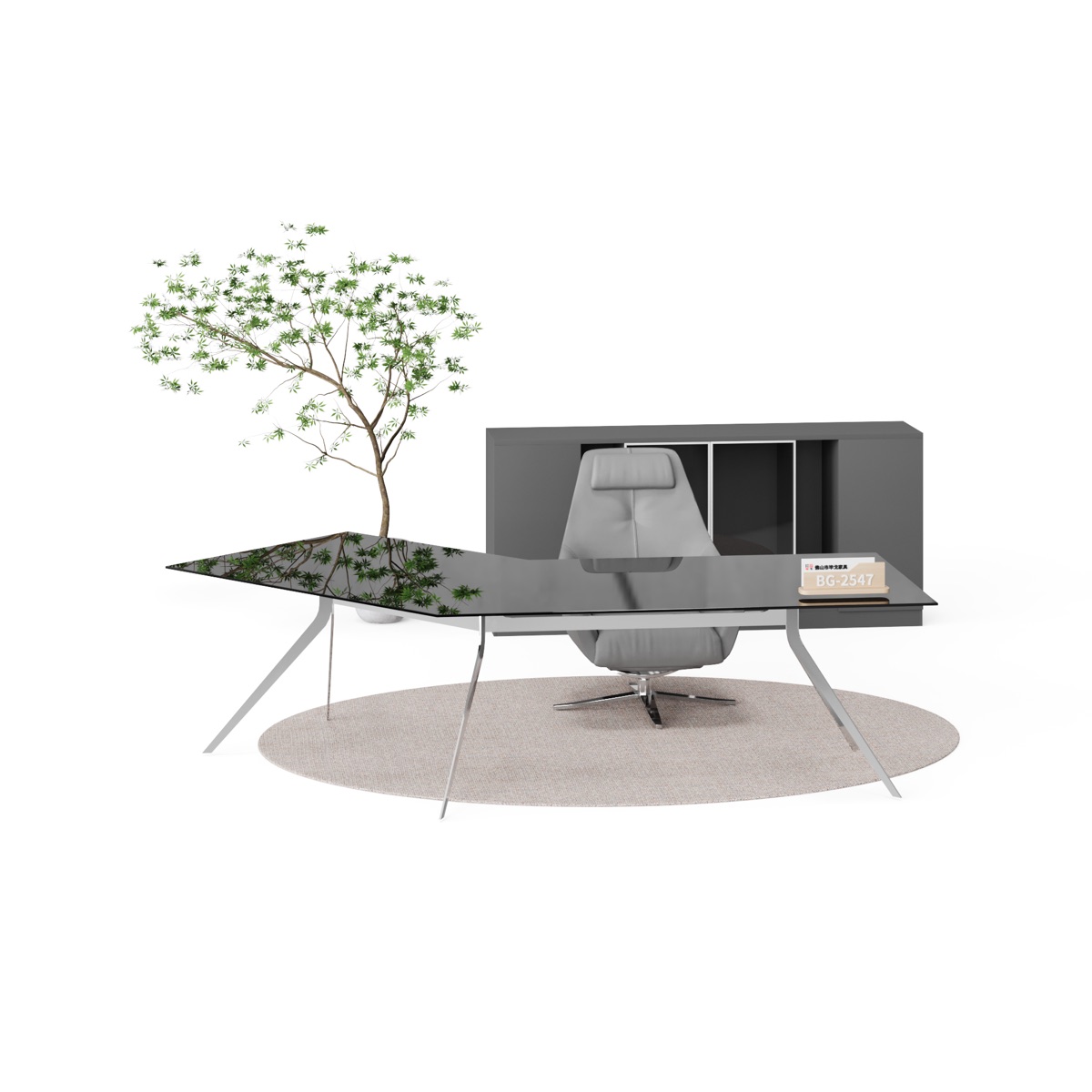 Meja Eksekutif Set Kabinet 2400 mm — detail fitur 1
