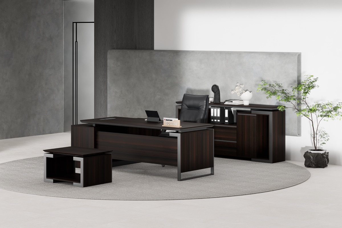 Meja Direktur Lurus Set Kredenza Kayu Gelap — BG-2550-B13 — Foshan China office furniture manufacturer