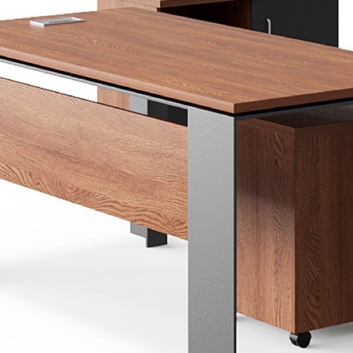 Meja Eksekutif L-Shape Kayu + Laci Bawah — detail fitur 2