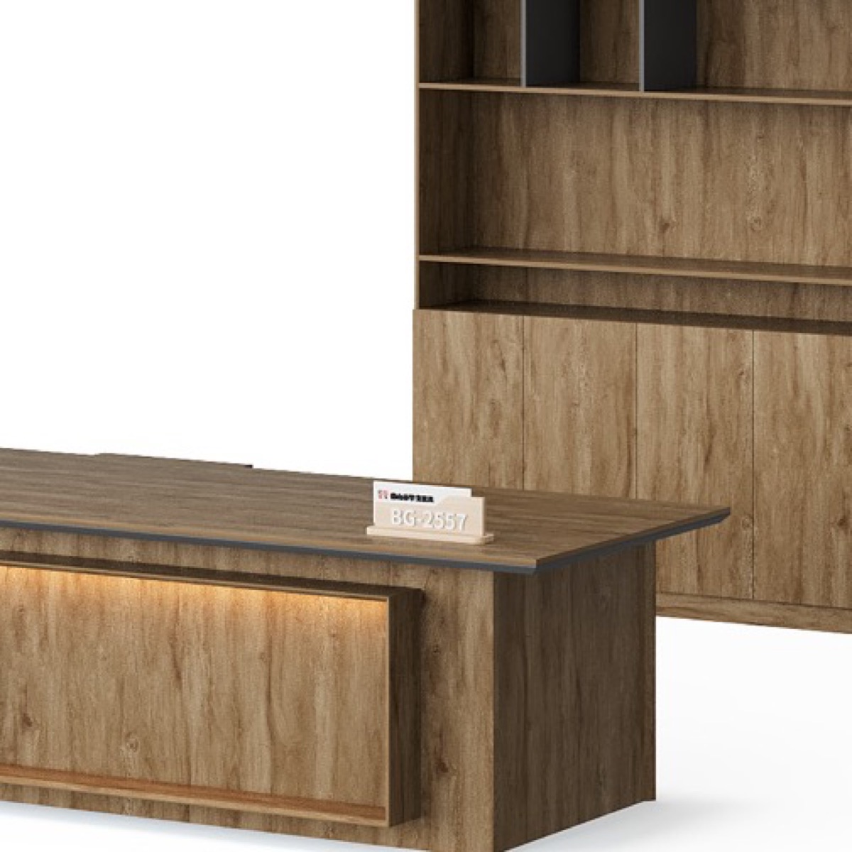 L-Shape Director Desk + Hutch + LED — feature detail 3