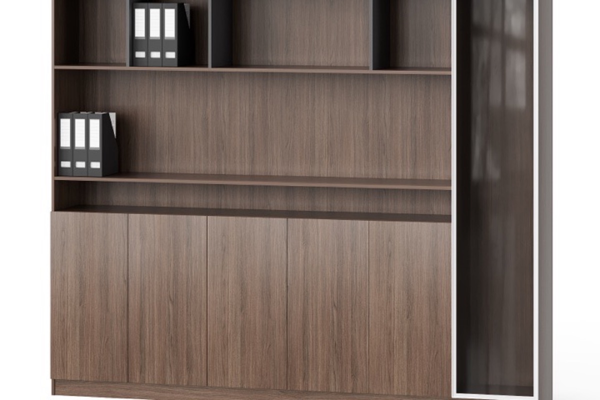Kabinet Arsip Rak Terbuka + Pintu Kaca — detail fitur 1
