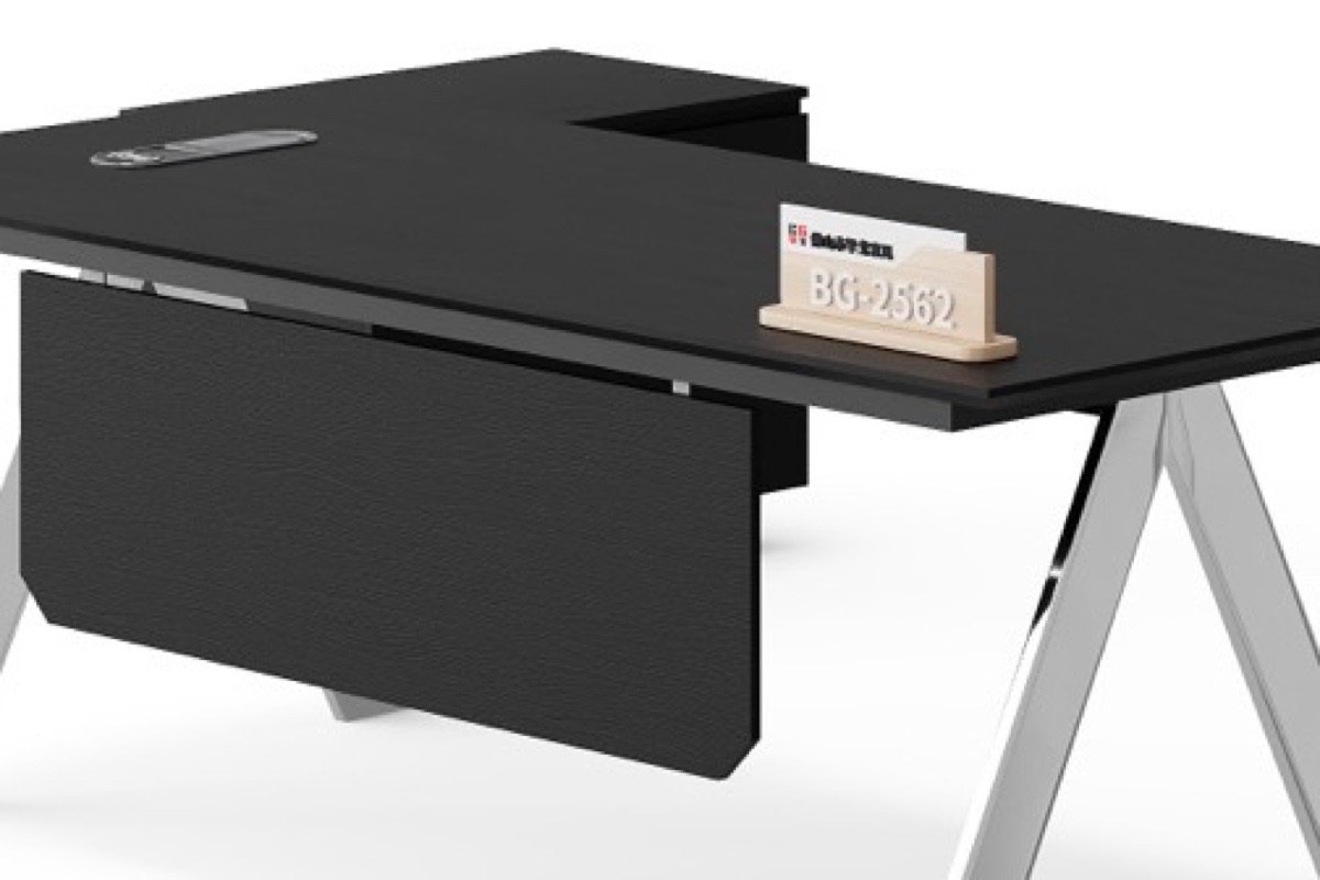 Meja Direktur L-Shape Hitam Rangka A — detail fitur 2