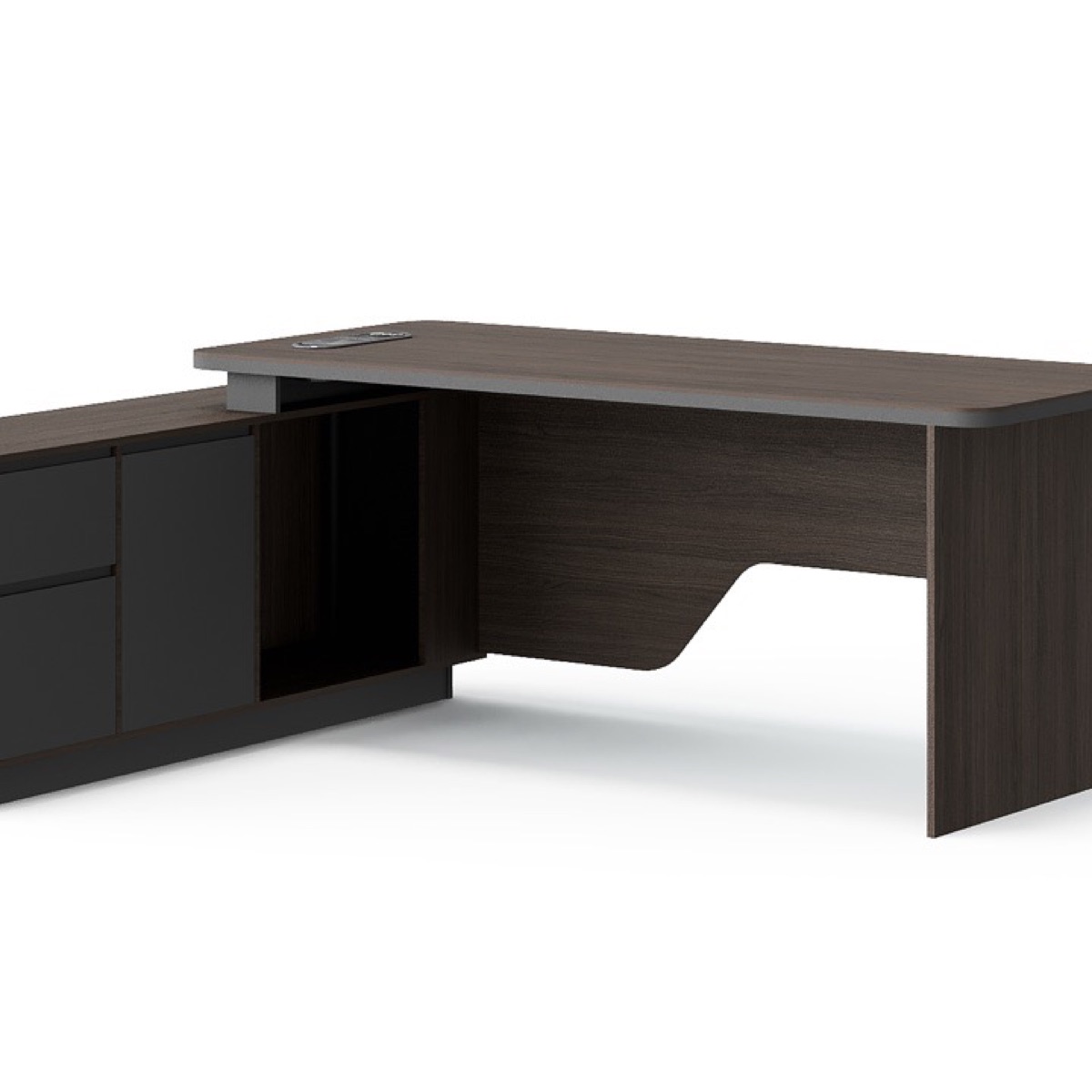 Meja Direktur L-Shape Kabinet Sisi Penuh — detail fitur 1
