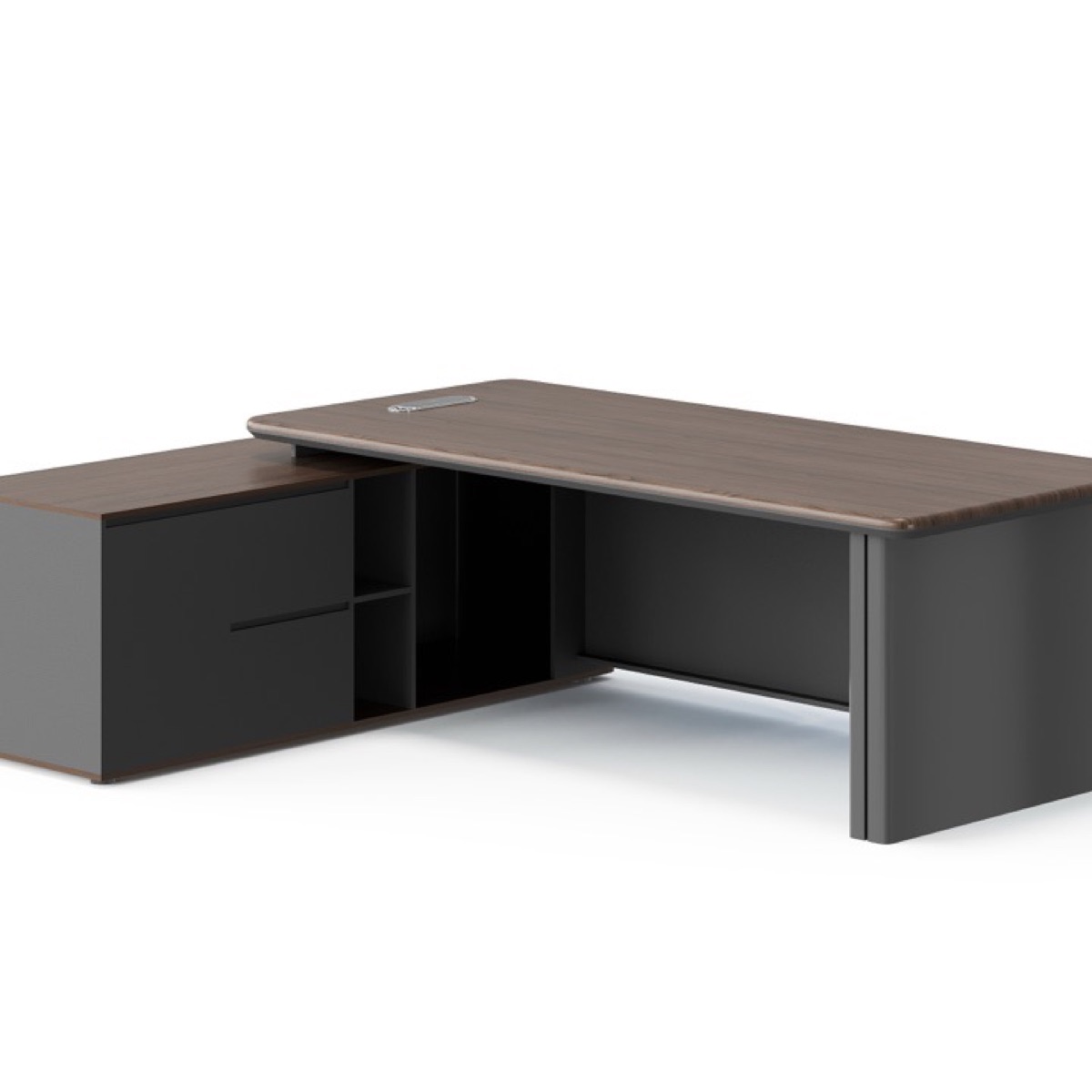 L-Shape Director Desk Dual Pedestal — feature detail 1