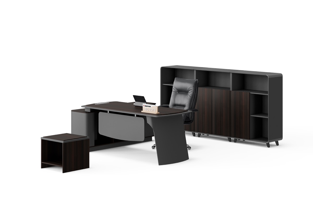 Meja Direktur L-Shape + Kabinet — BG-2573LA