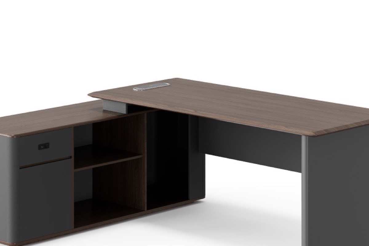 L-Shape Director Desk Vertical Slat Panel — feature detail 1