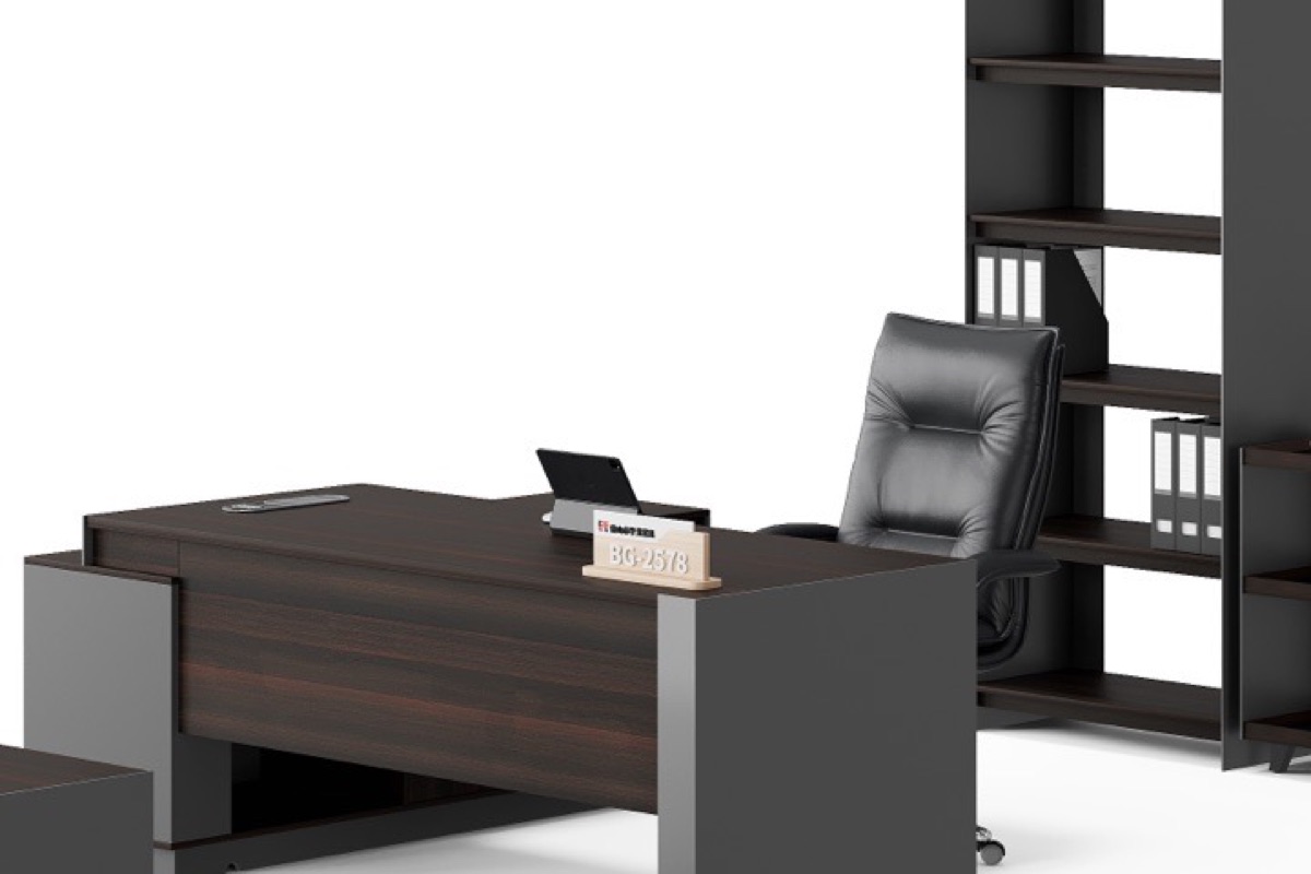 Meja Direktur L-Shape + Rak Buku — detail fitur 4