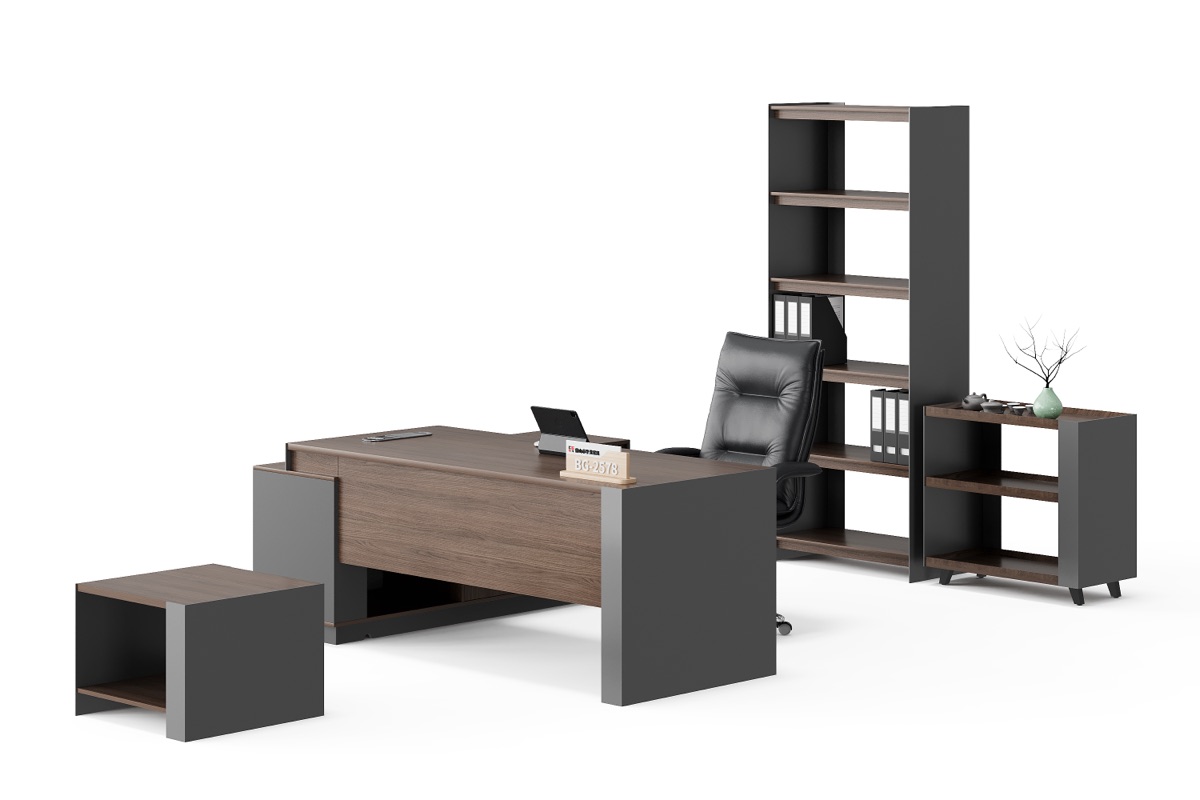 Meja Direktur L-Shape + Rak Buku — detail fitur 2