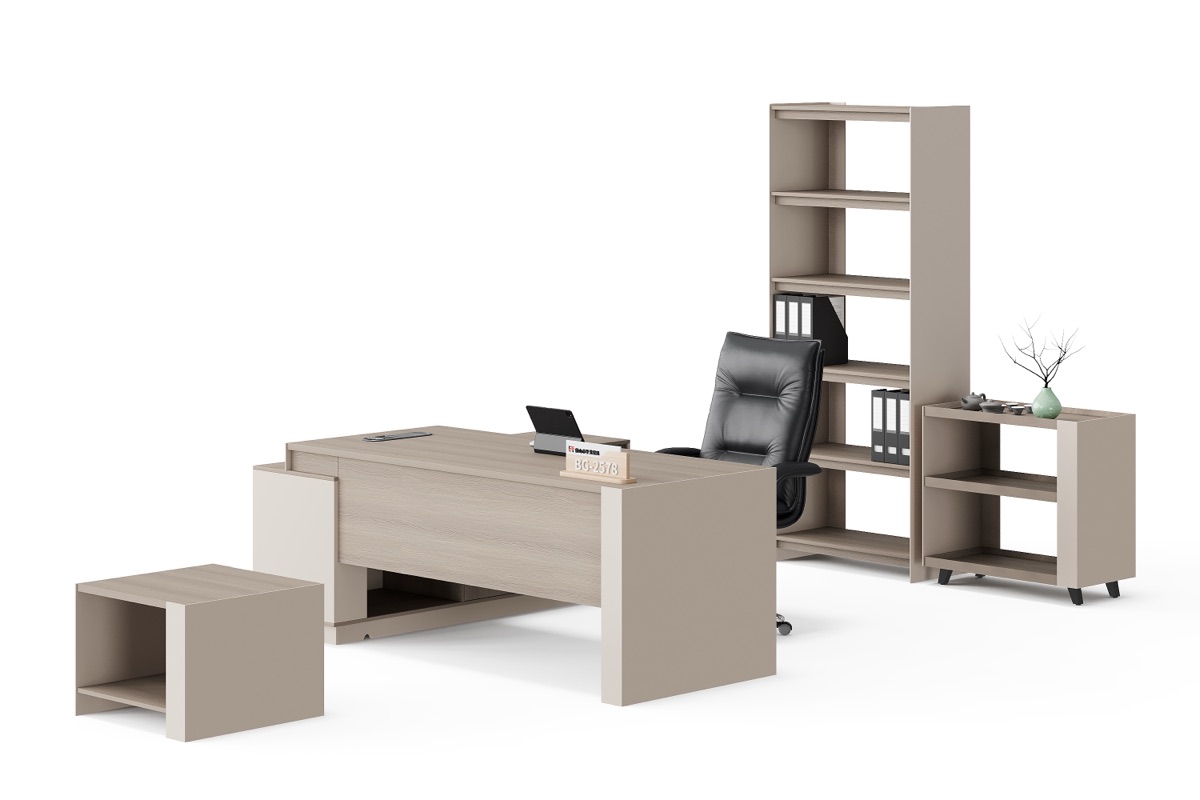 Meja Direktur L-Shape + Rak Buku — detail fitur 3