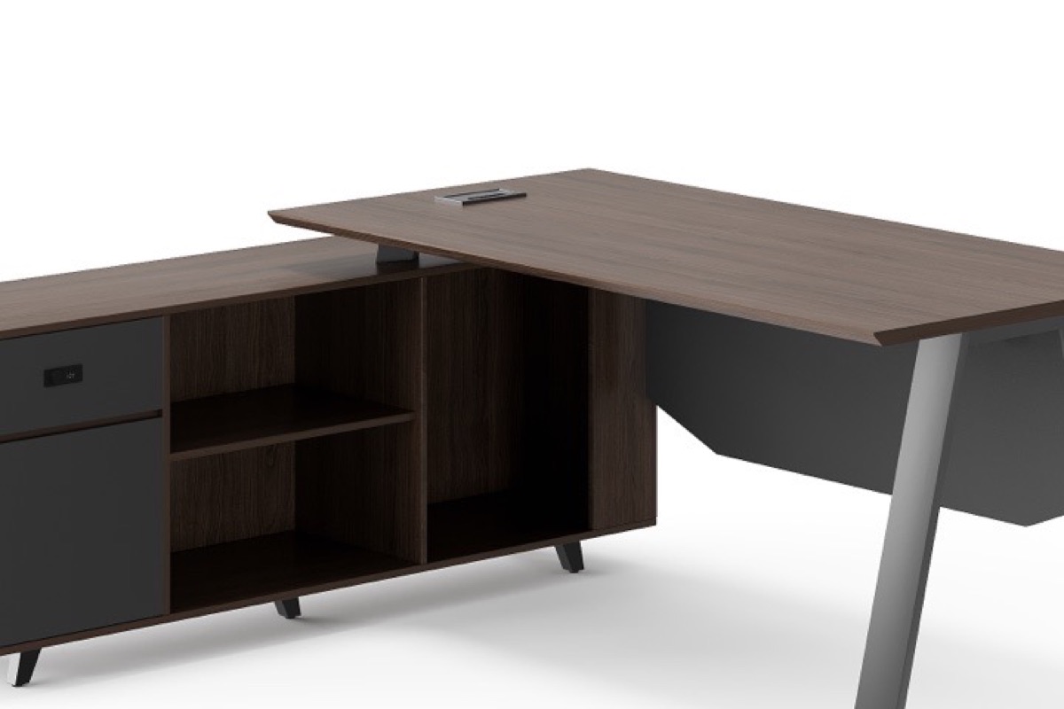 Meja Direktur L-Shape Kaki A-Frame — detail fitur 1