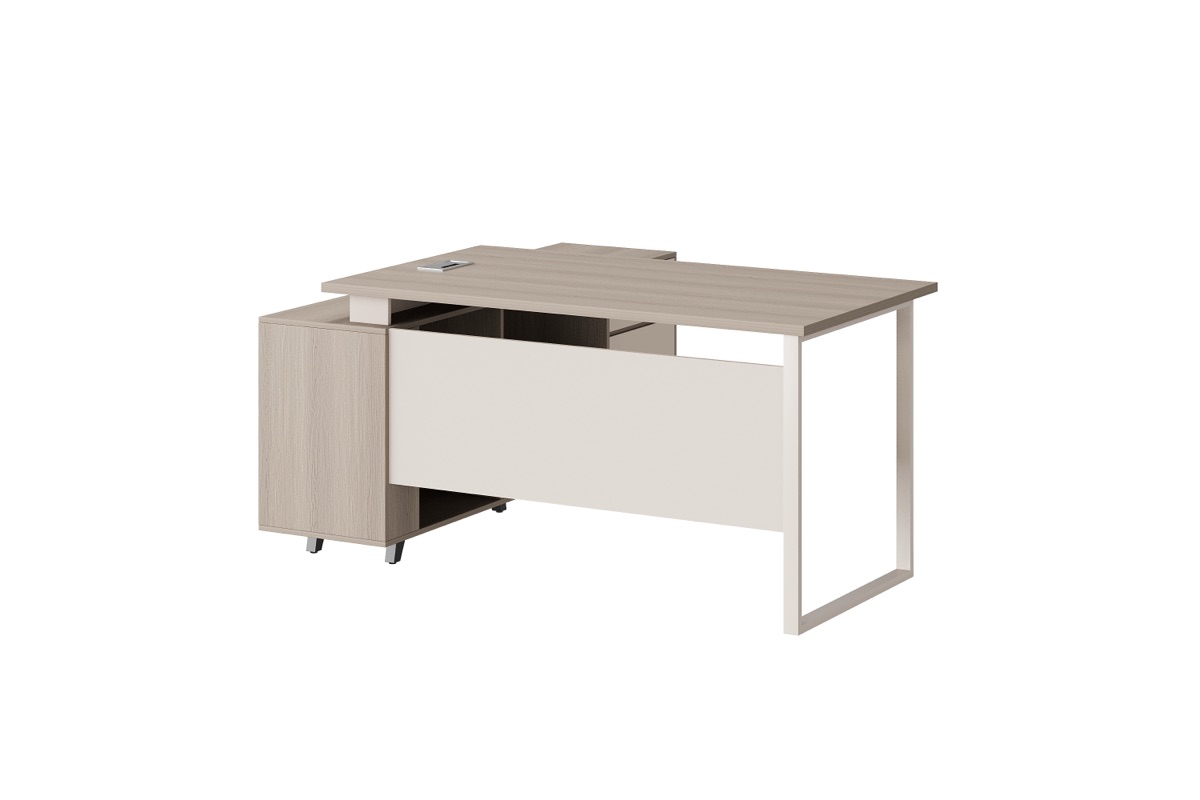 Meja Direktur L-Shape 1600 + Kabinet Sisi — BG-2587L