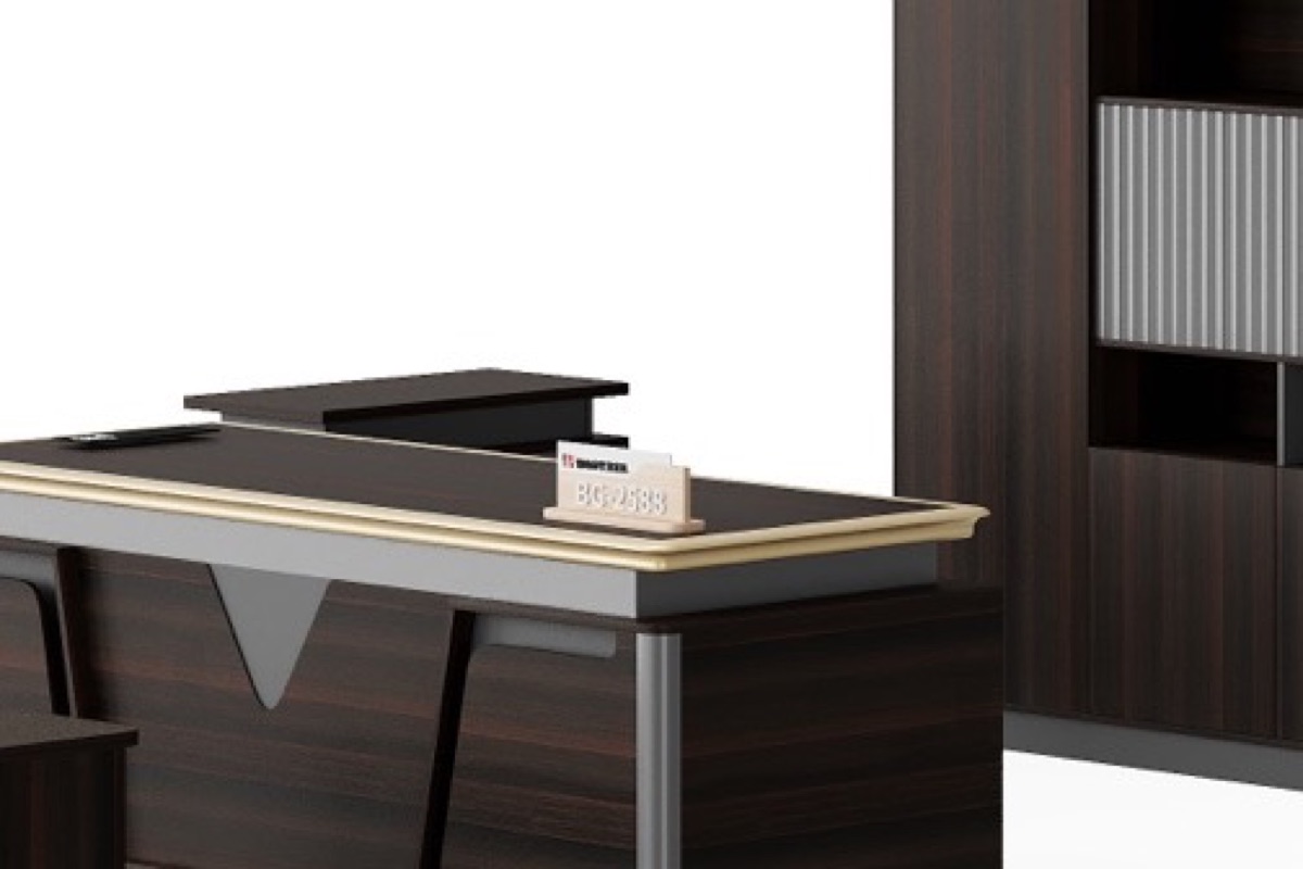 Meja Direktur L-Shape + Rak Buku 4 Finishing — detail fitur 5