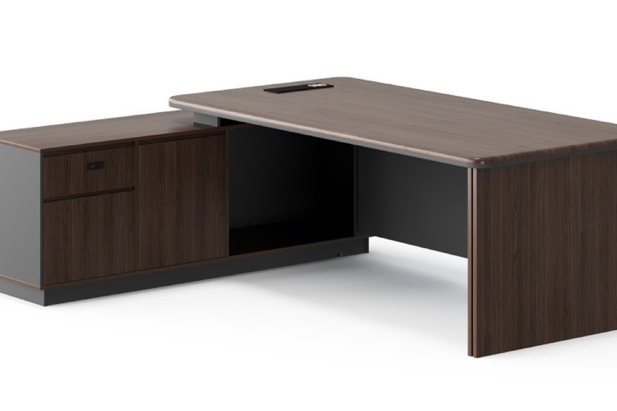 Meja Direktur L-Shape Berlaci Terintegrasi — detail fitur 1