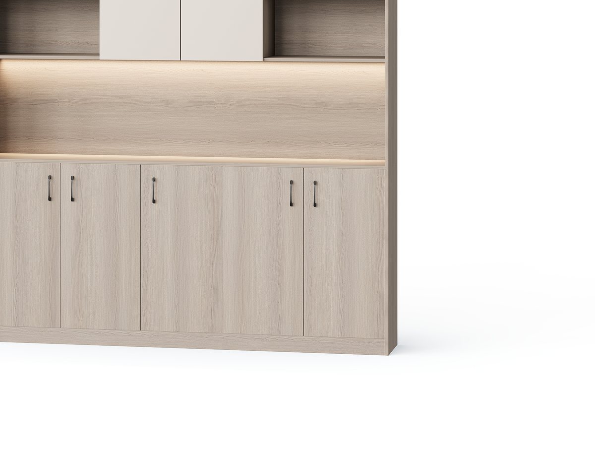 Kabinet Dinding Modular LED Oak Terang — detail fitur 2