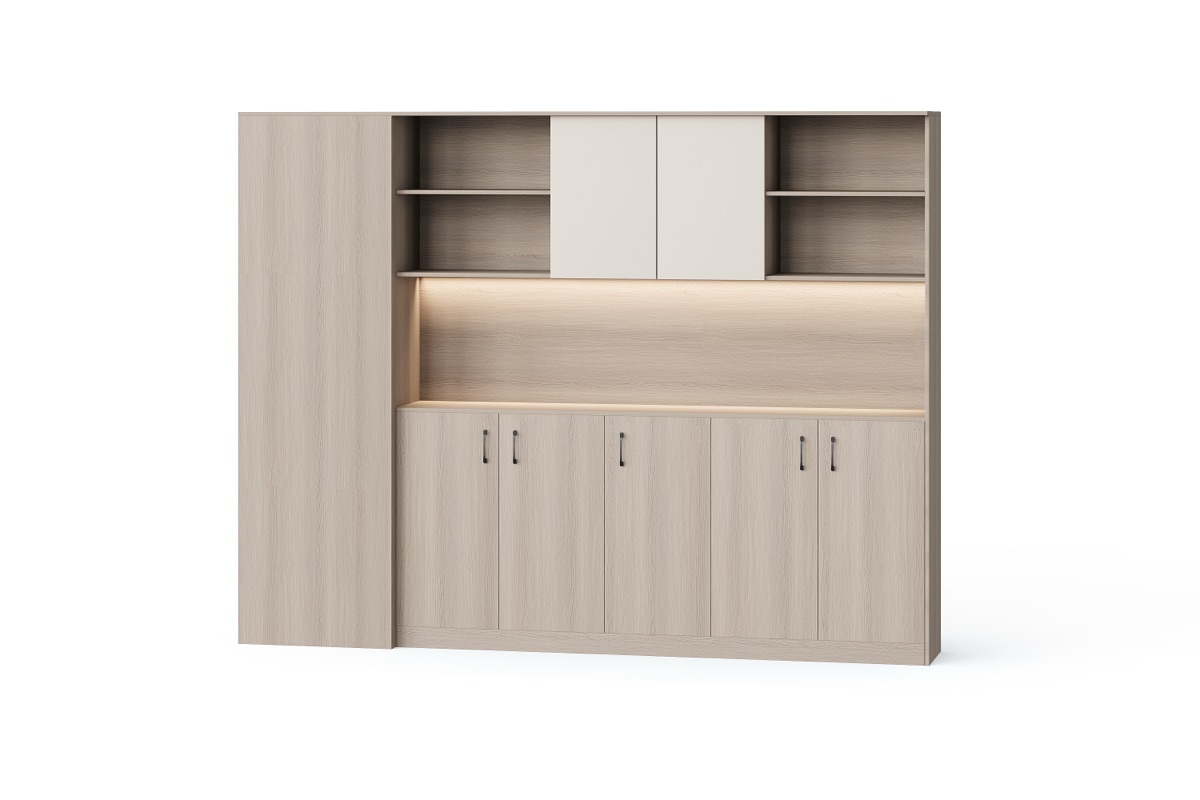 Kabinet Dinding Modular LED Oak Terang — BG-2590Bc-G2 — Foshan China office furniture manufacturer