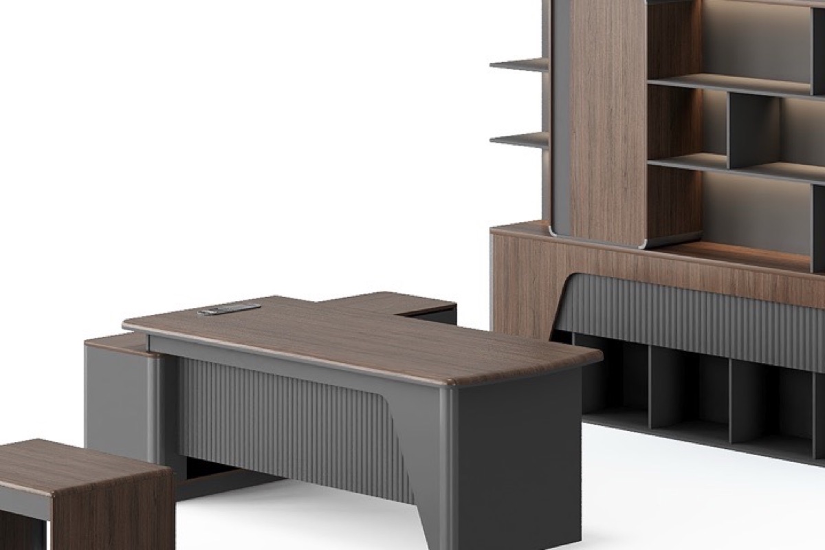 Meja Direktur L-Shape + Hutch — detail fitur 1
