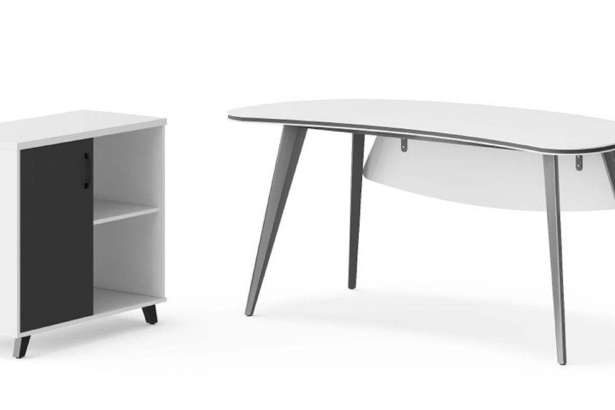 Meja Manajer Oval + Side Cabinet — detail fitur 1