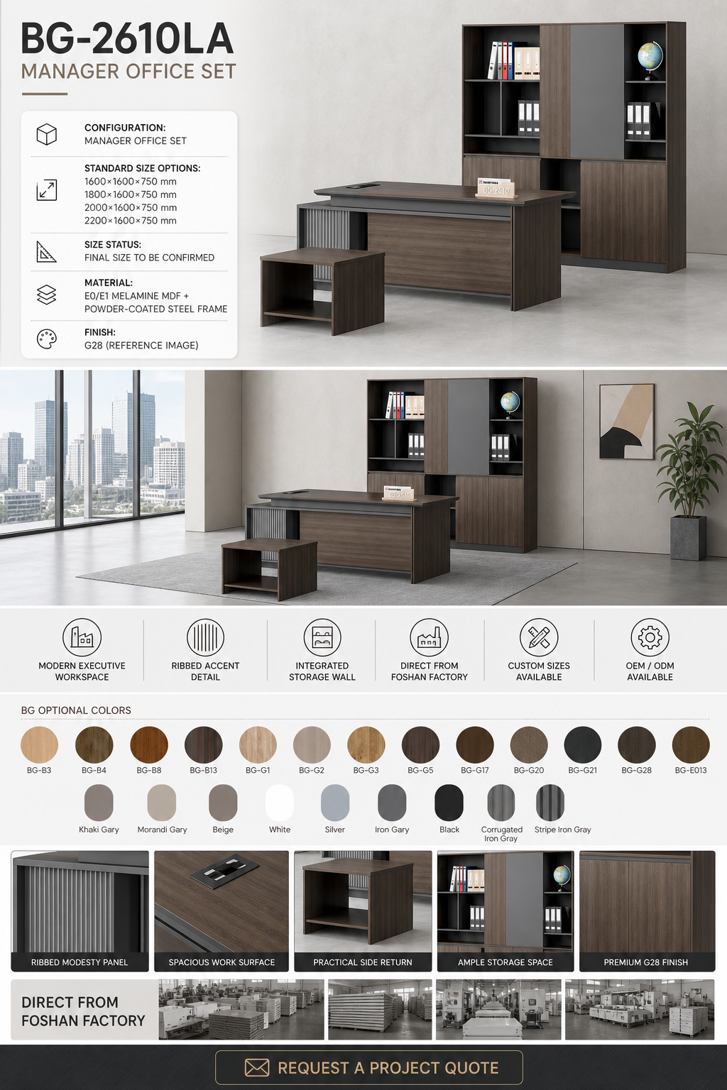 Meja Eksekutif L-Shape — BG-2610LA-G28 detail