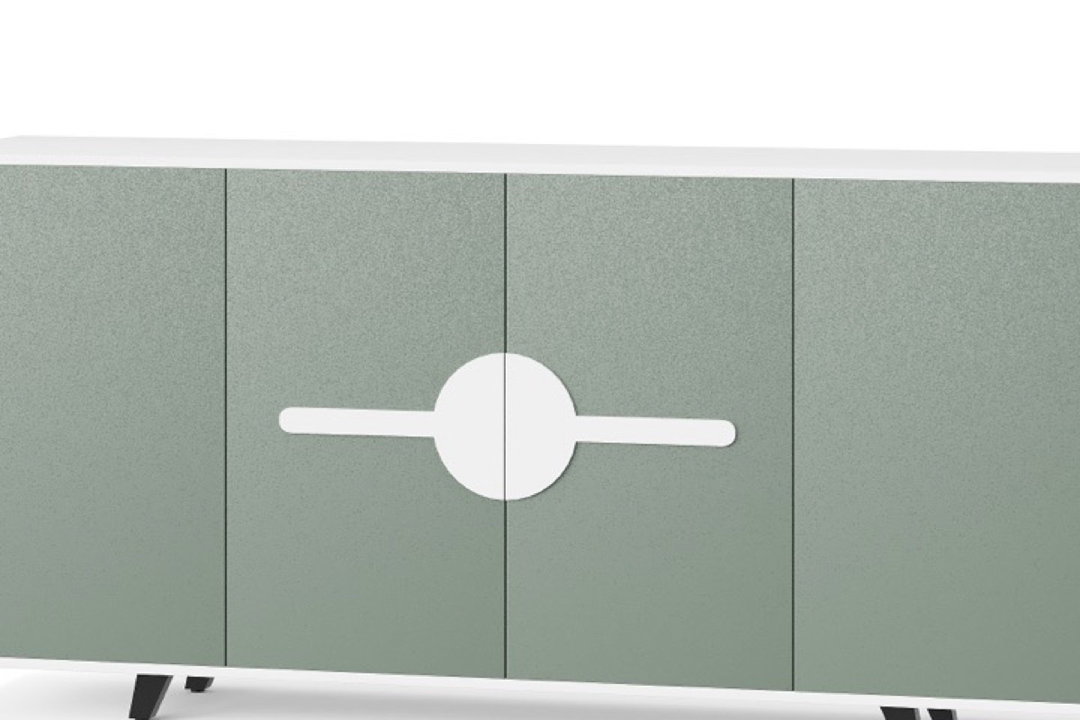 Kabinet Kantor Hijau Aksen Lingkaran + Kaki — detail fitur 1
