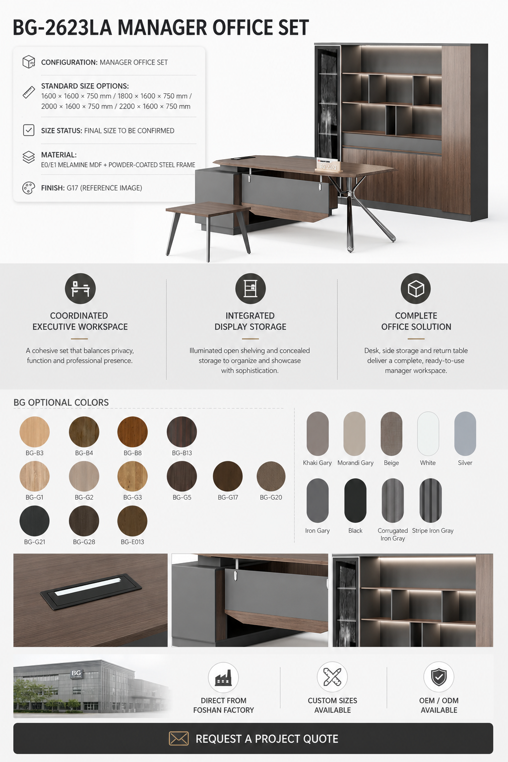 L-Shape Executive Desk — BG-2623LA-G28 detail
