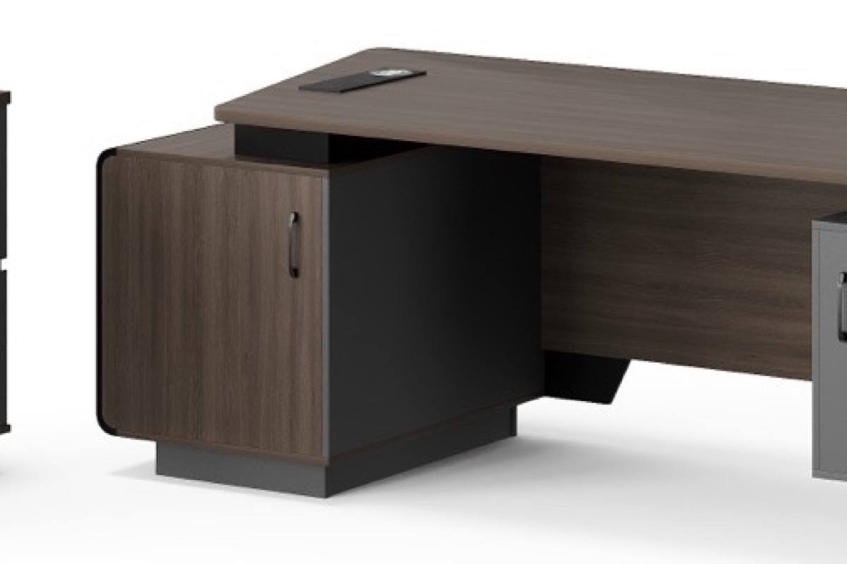 Meja Direktur L-Shape G28 Panel Slat + Kabinet — detail fitur 2