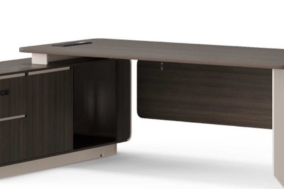 Meja Direktur L-Shape G28 Dua Warna + Kabinet — detail fitur 2