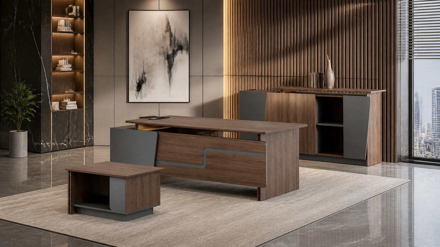 Meja Manajer + Kabinet — situasi kantor
