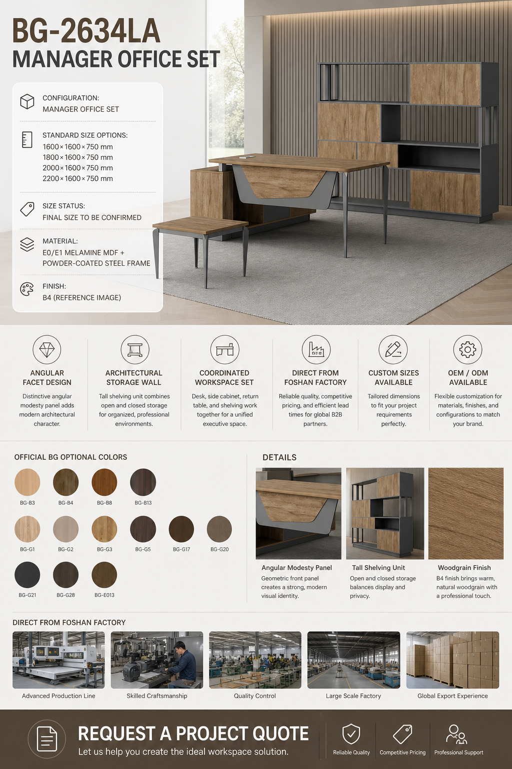 Meja Eksekutif L-Shape — BG-2634LA-G28 detail