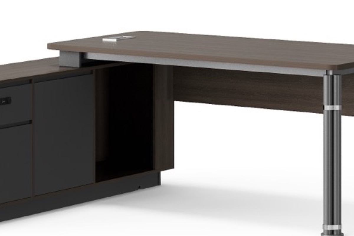 Meja Direktur L-Shape G28 + Laci & Rak Bawah — detail fitur 2
