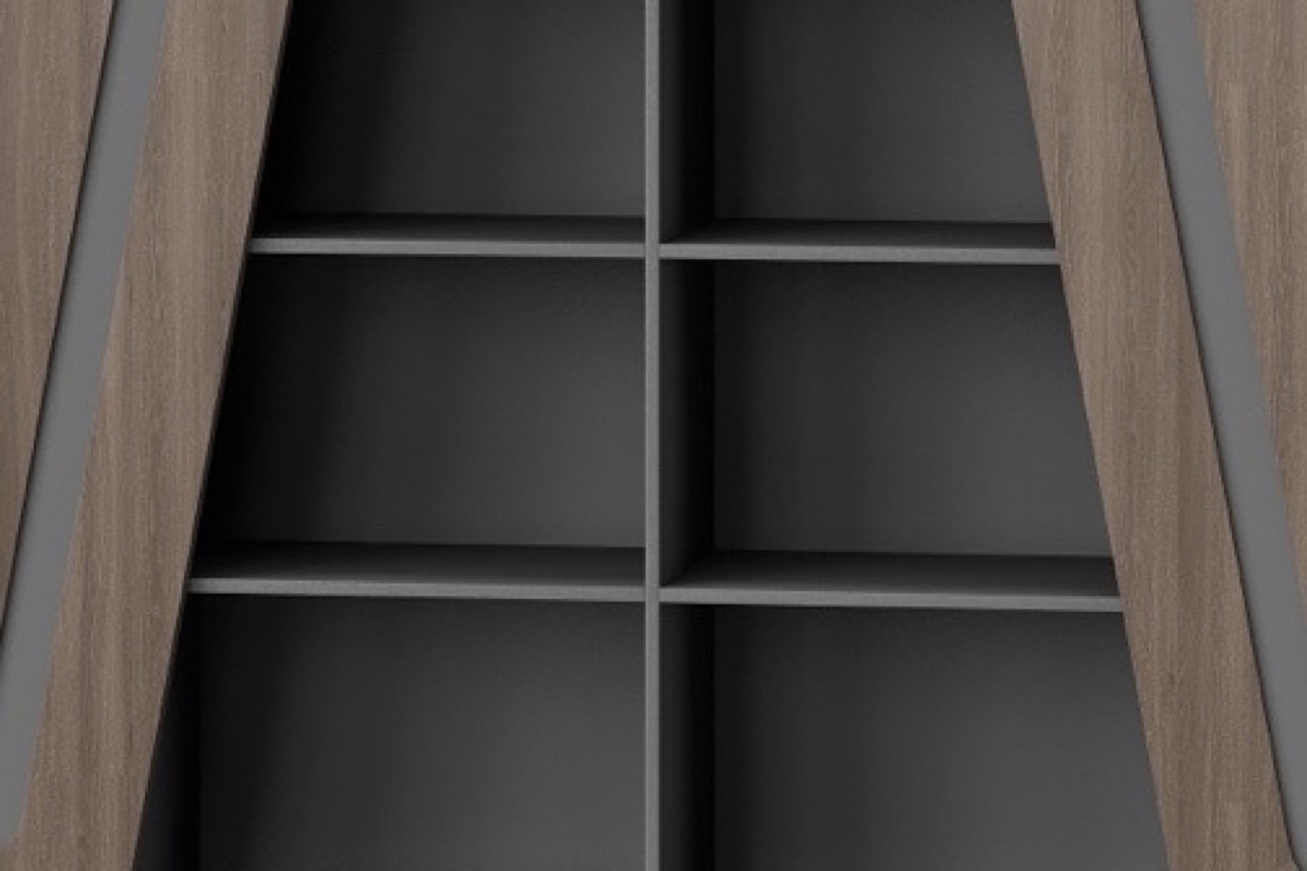 Office Cabinet G28 with Geometric Doors & Grey Accents — feature detail 2