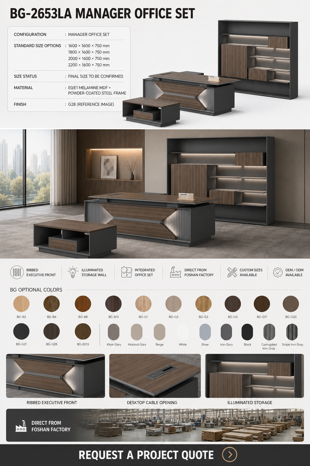 Meja Manajer L-Shape — BG-2653LA detail